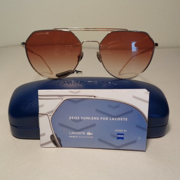 Lacoste L220SPC Rose Gold New Women's Aviator Sunglasses